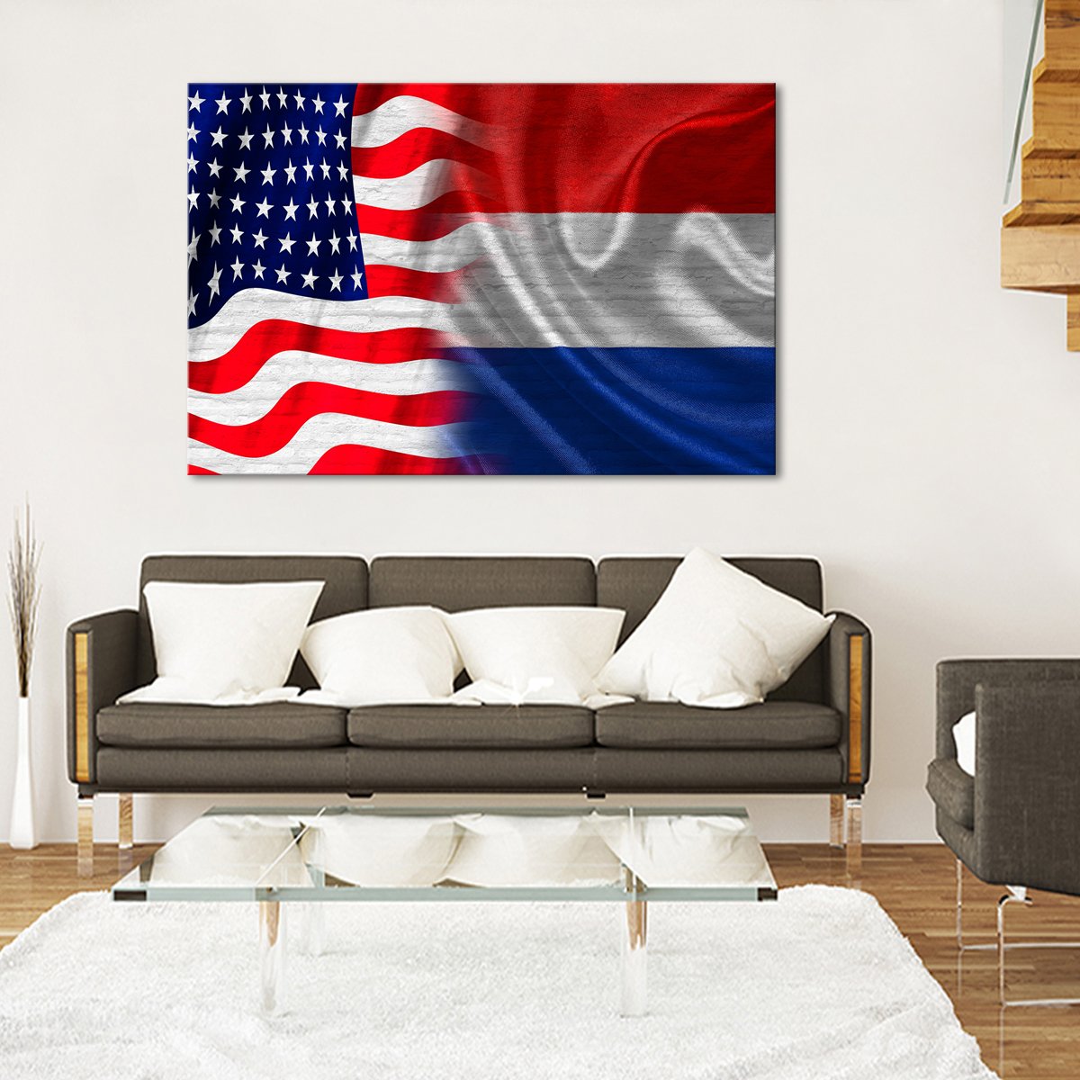 USA and Dutch Flag Multi Panel Canvas Wall Art