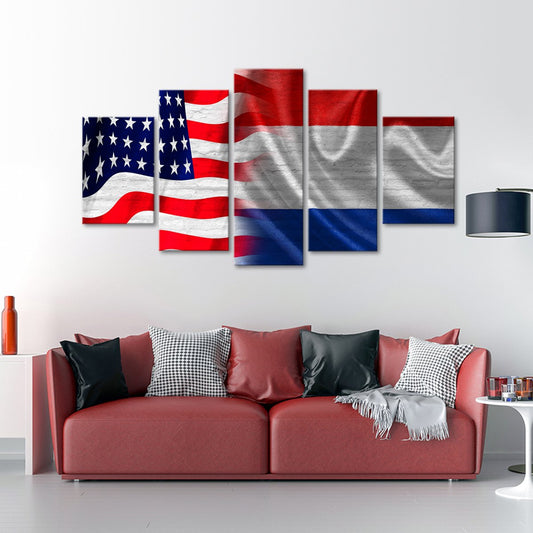 USA and Dutch Flag Multi Panel Canvas Wall Art