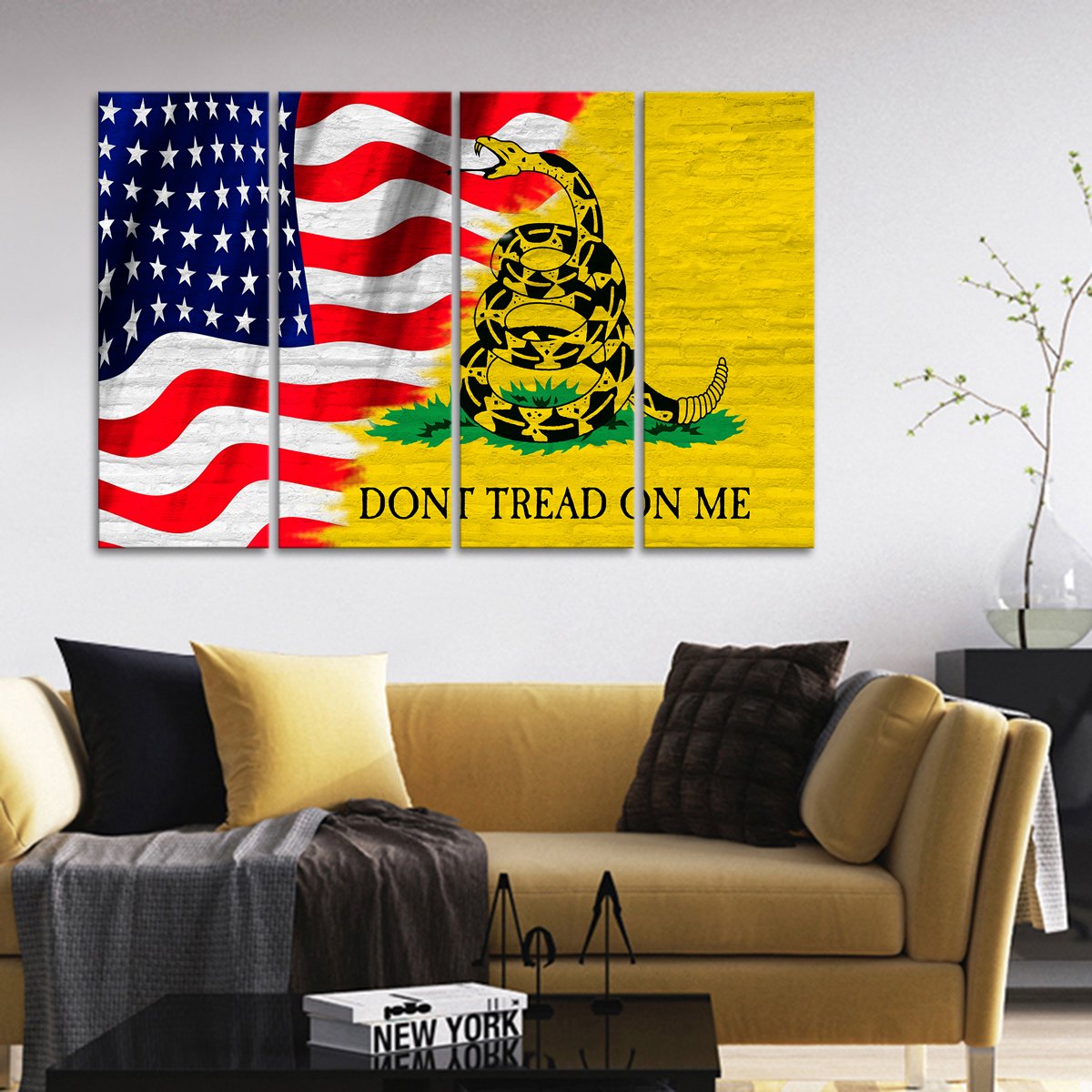 USA and Gadsden Flag Multi Panel Canvas Wall Art