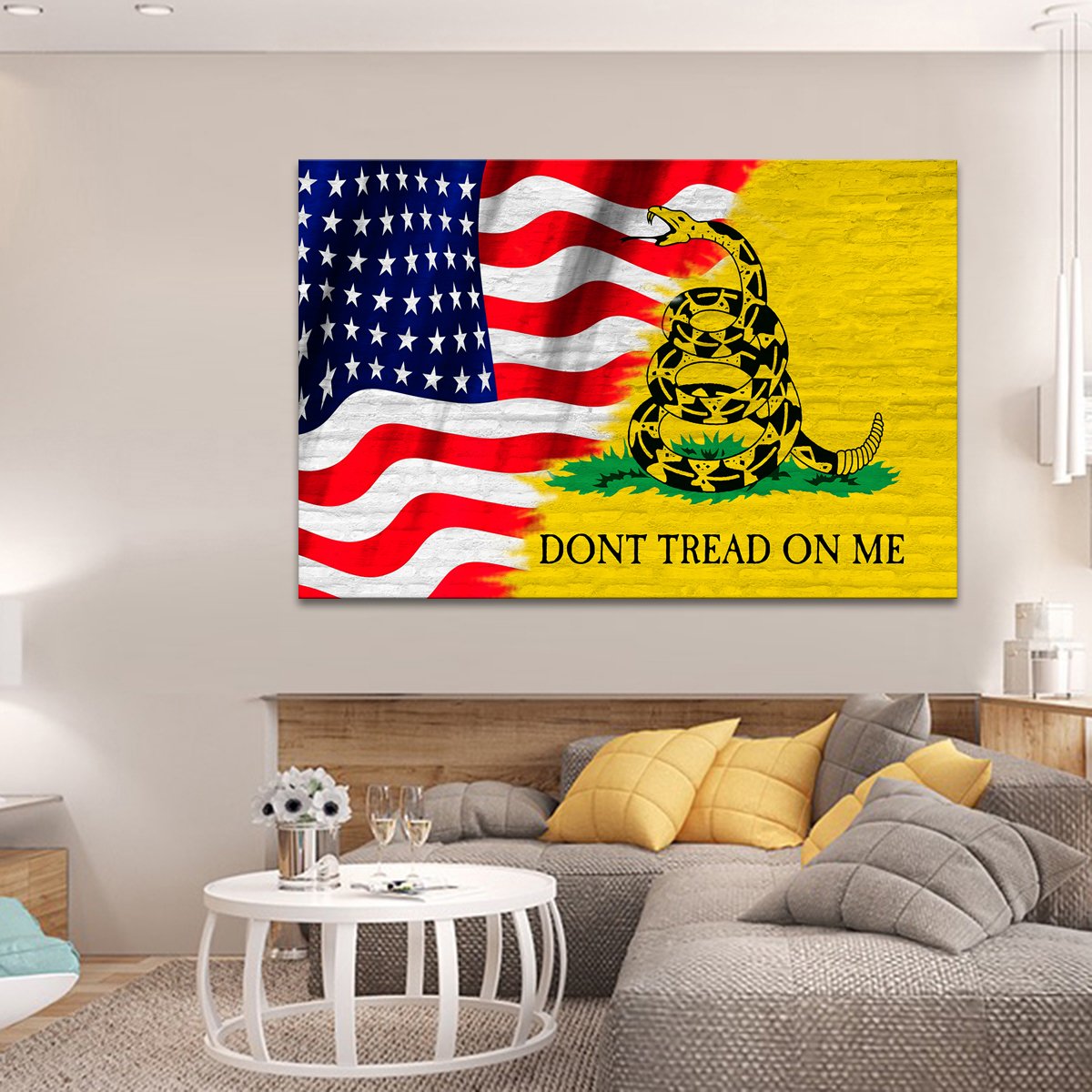 USA and Gadsden Flag Multi Panel Canvas Wall Art
