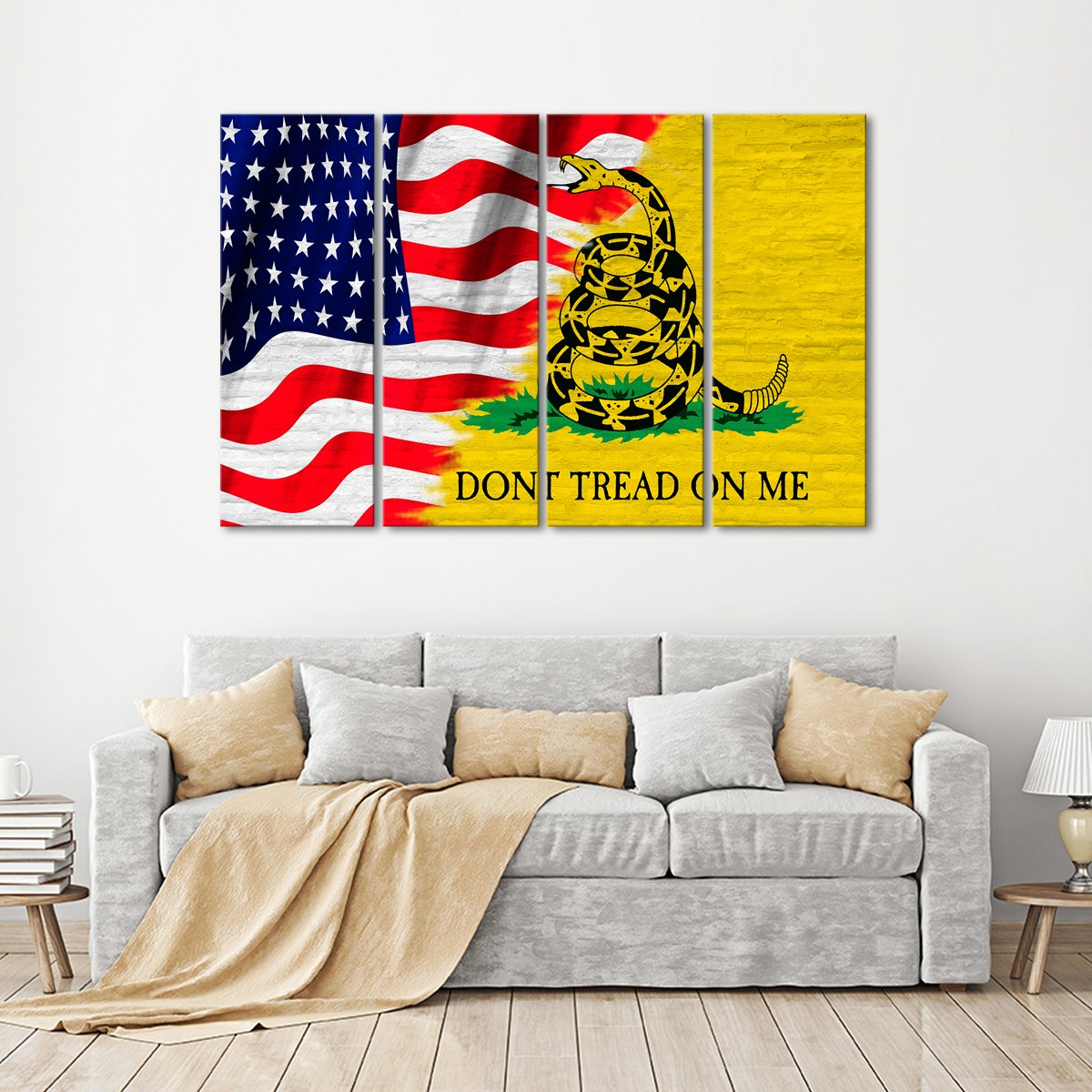 USA and Gadsden Flag Multi Panel Canvas Wall Art