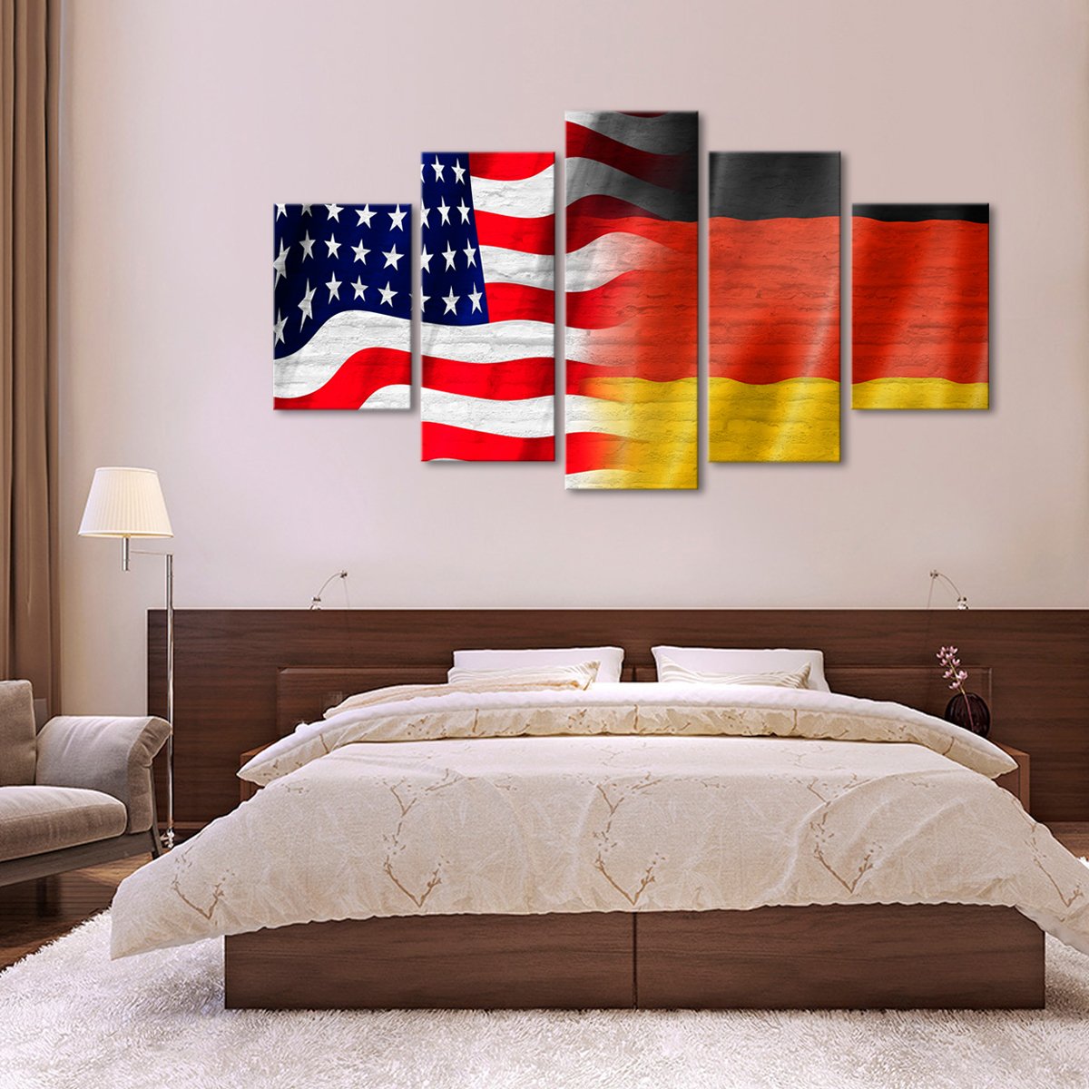 USA and Germany Flag Multi Panel Canvas Wall Art