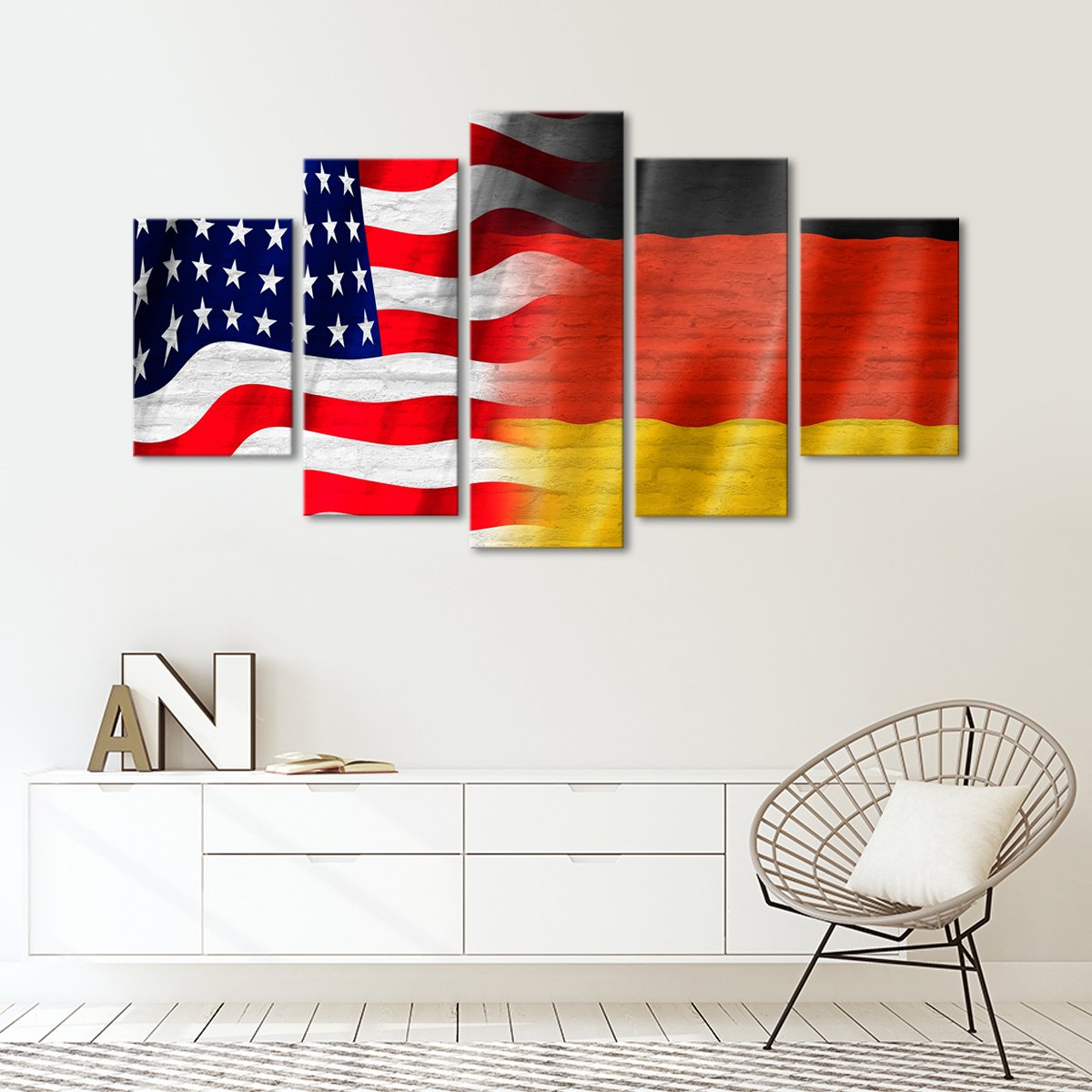USA and Germany Flag Multi Panel Canvas Wall Art