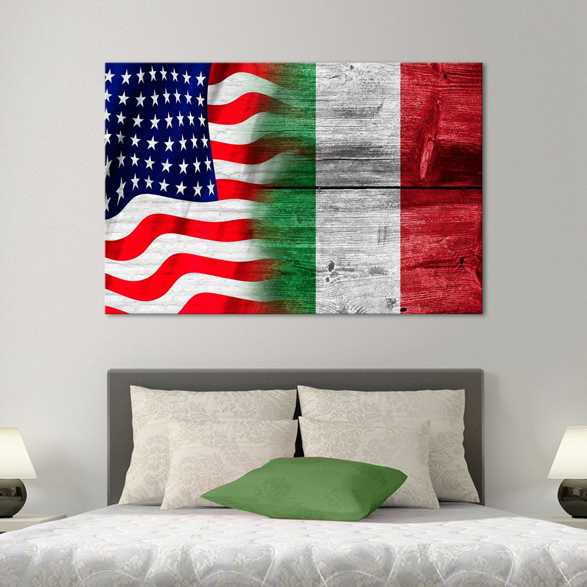 USA and Italy Flag Multi Panel Canvas Wall Art