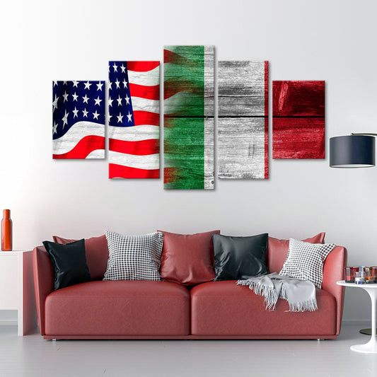 USA and Italy Flag Multi Panel Canvas Wall Art