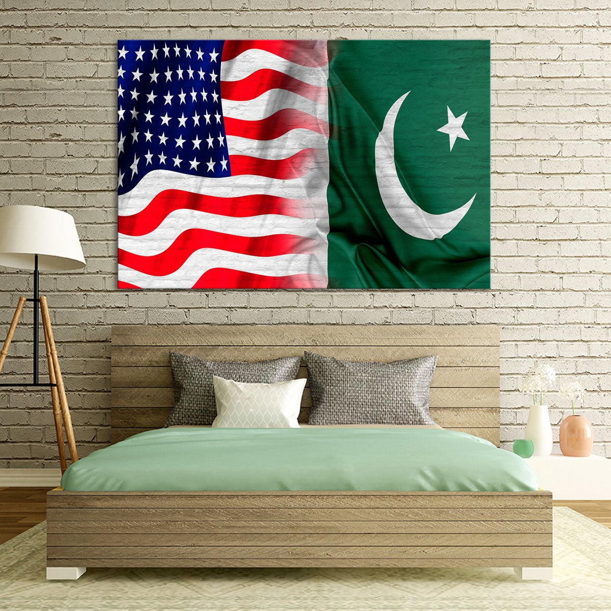 USA and Pakistan Flag Multi Panel Canvas Wall Art