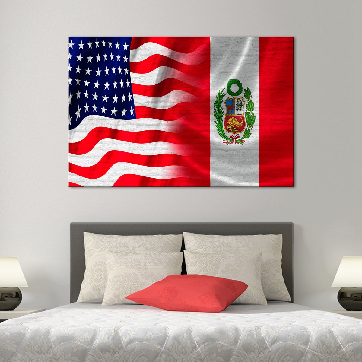 USA and Peru Flag Multi Panel Canvas Wall Art