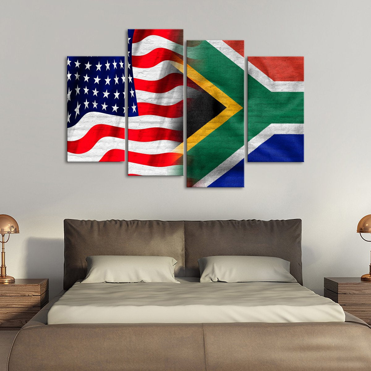 USA and South Africa Flag Multi Panel Canvas Wall Art