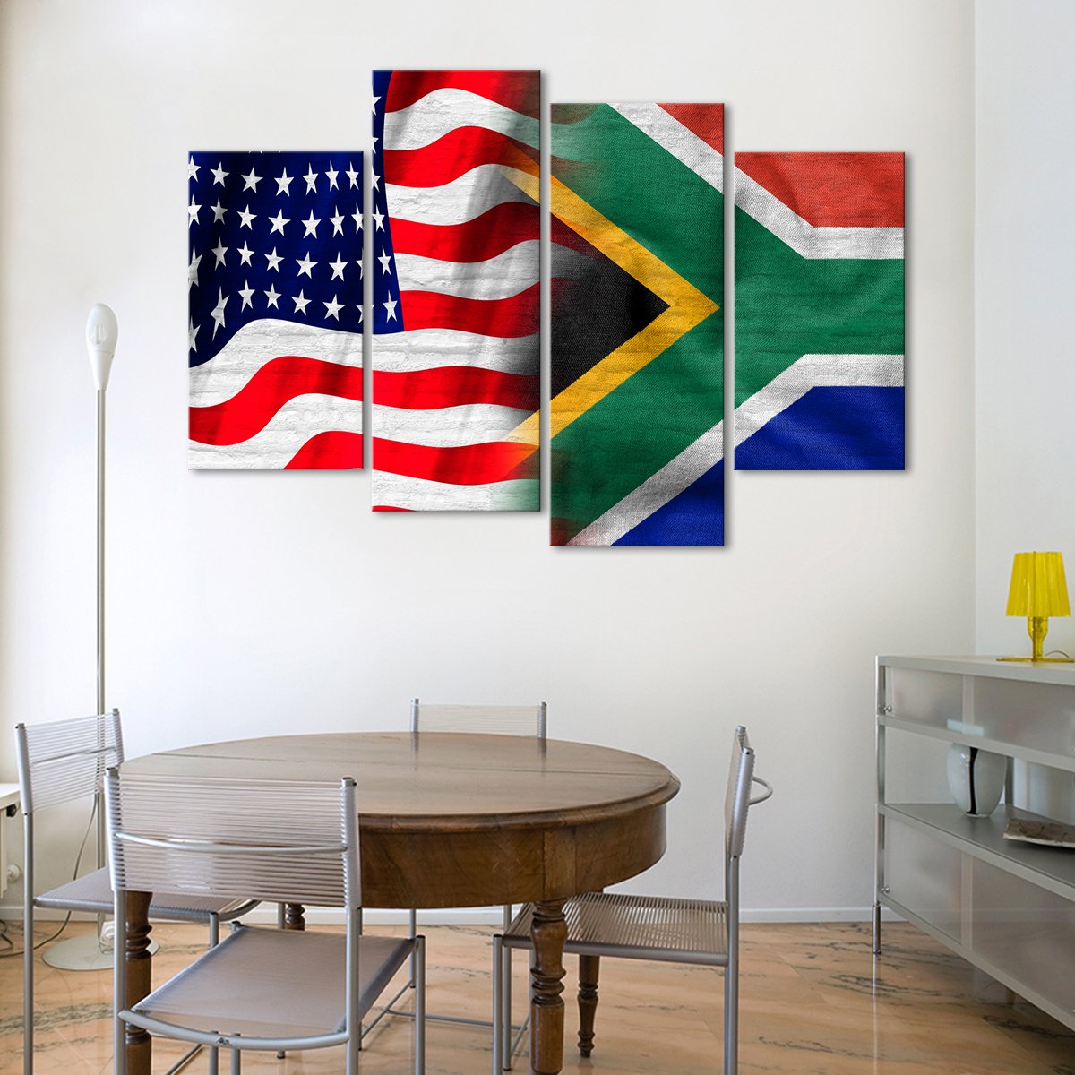 USA and South Africa Flag Multi Panel Canvas Wall Art