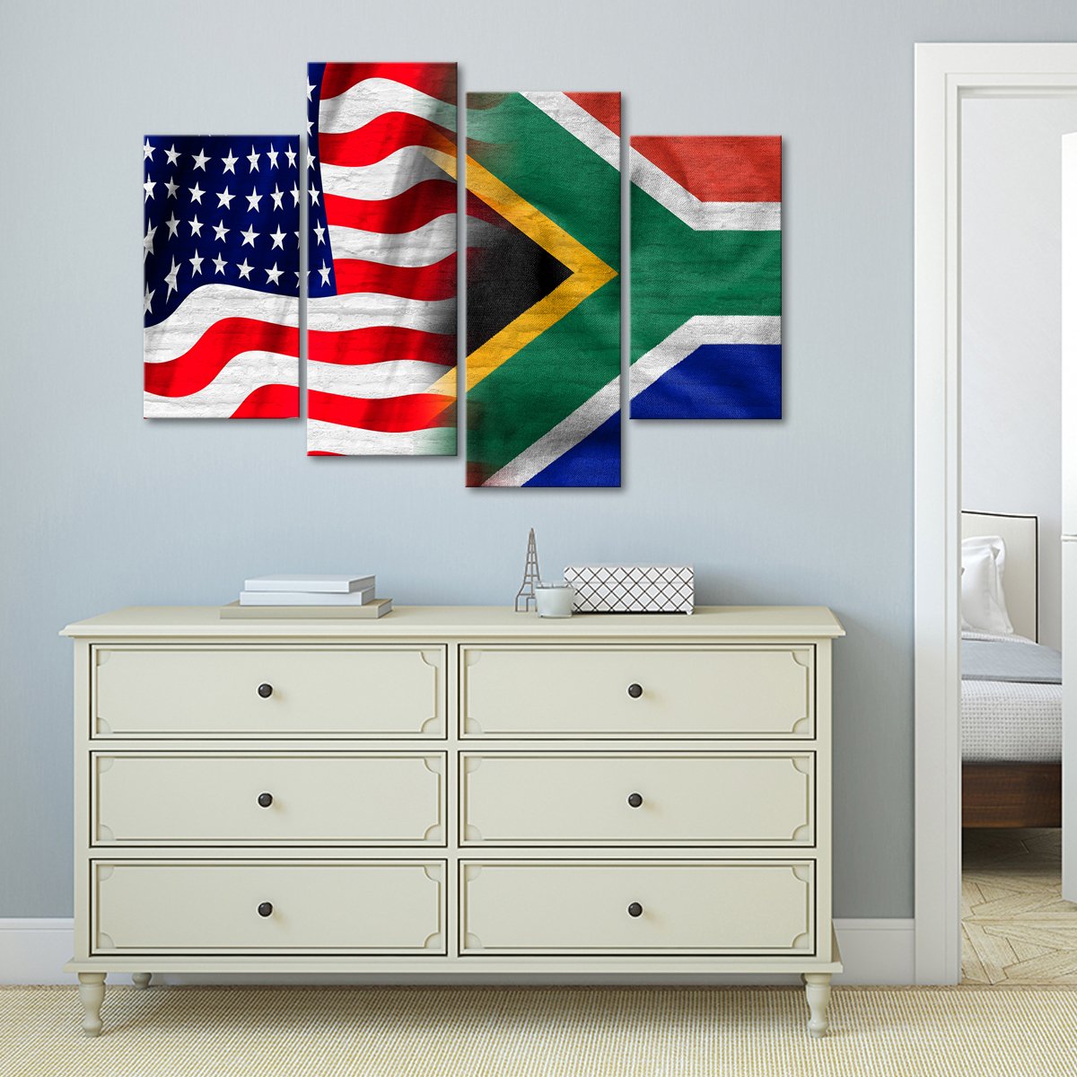 USA and South Africa Flag Multi Panel Canvas Wall Art