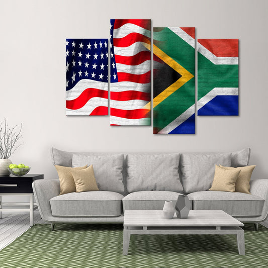 USA and South Africa Flag Multi Panel Canvas Wall Art