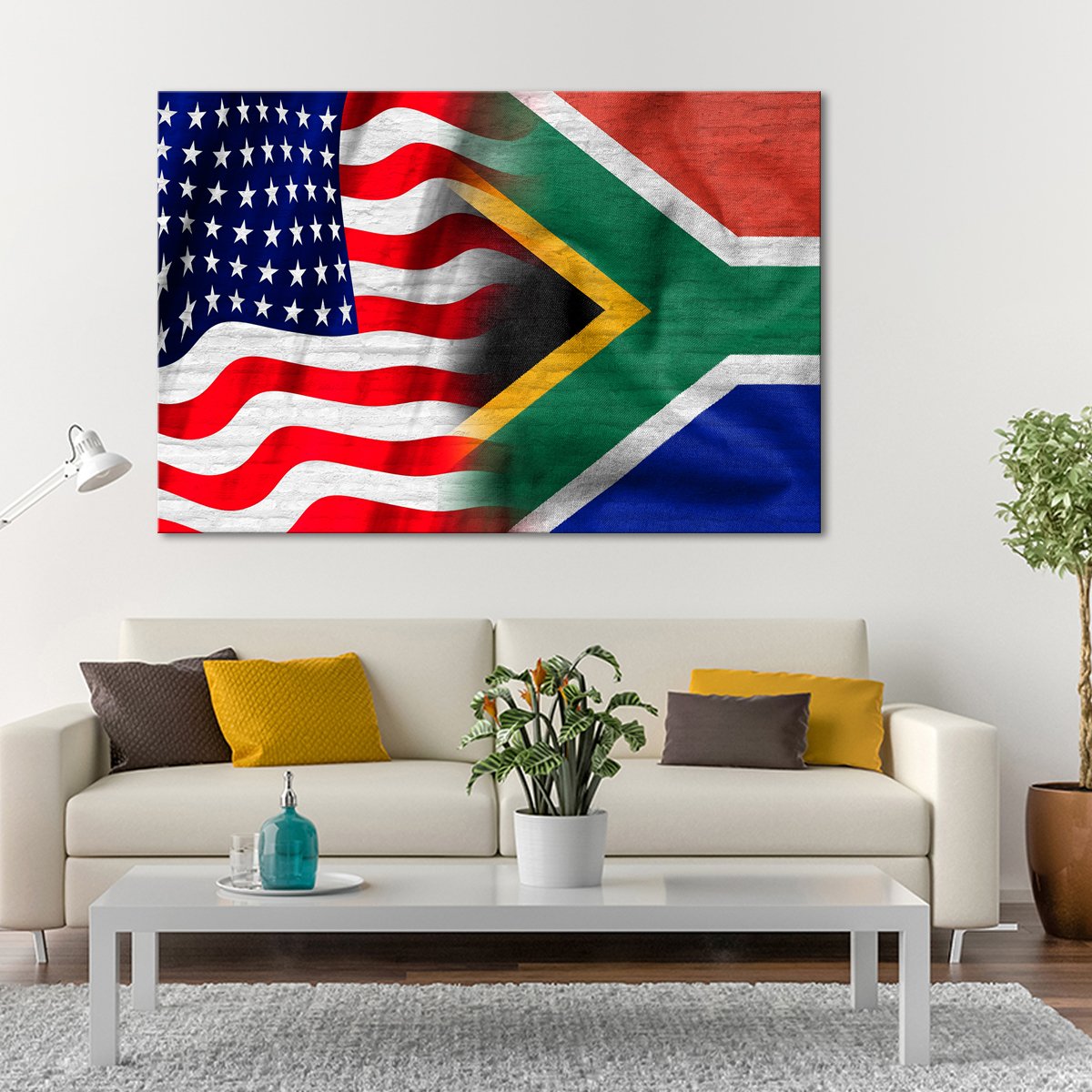 USA and South Africa Flag Multi Panel Canvas Wall Art