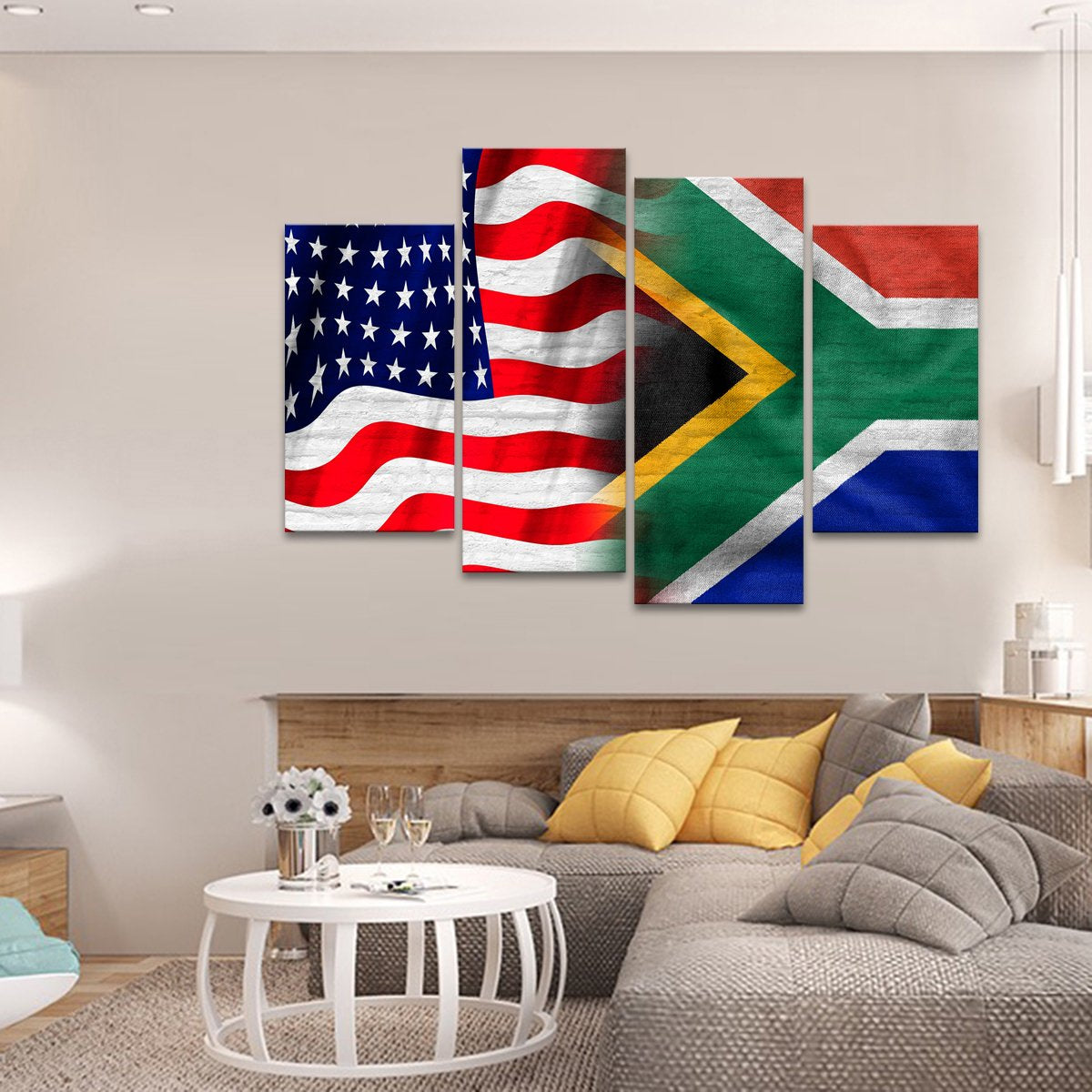 USA and South Africa Flag Multi Panel Canvas Wall Art