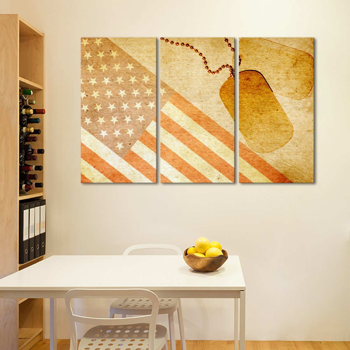 USA Flag with ID Tag Multi Panel Canvas Wall Art