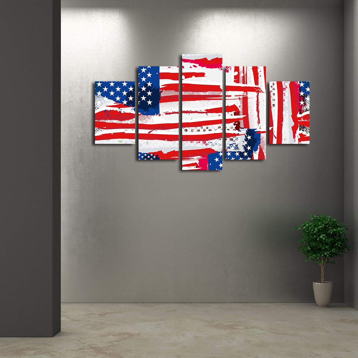 USA Abstract Multi Panel Canvas Wall Art