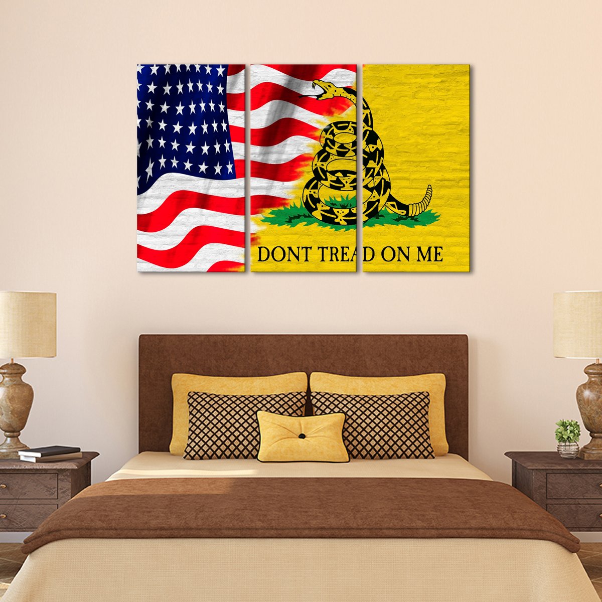 USA and Gadsden Flag Multi Panel Canvas Wall Art