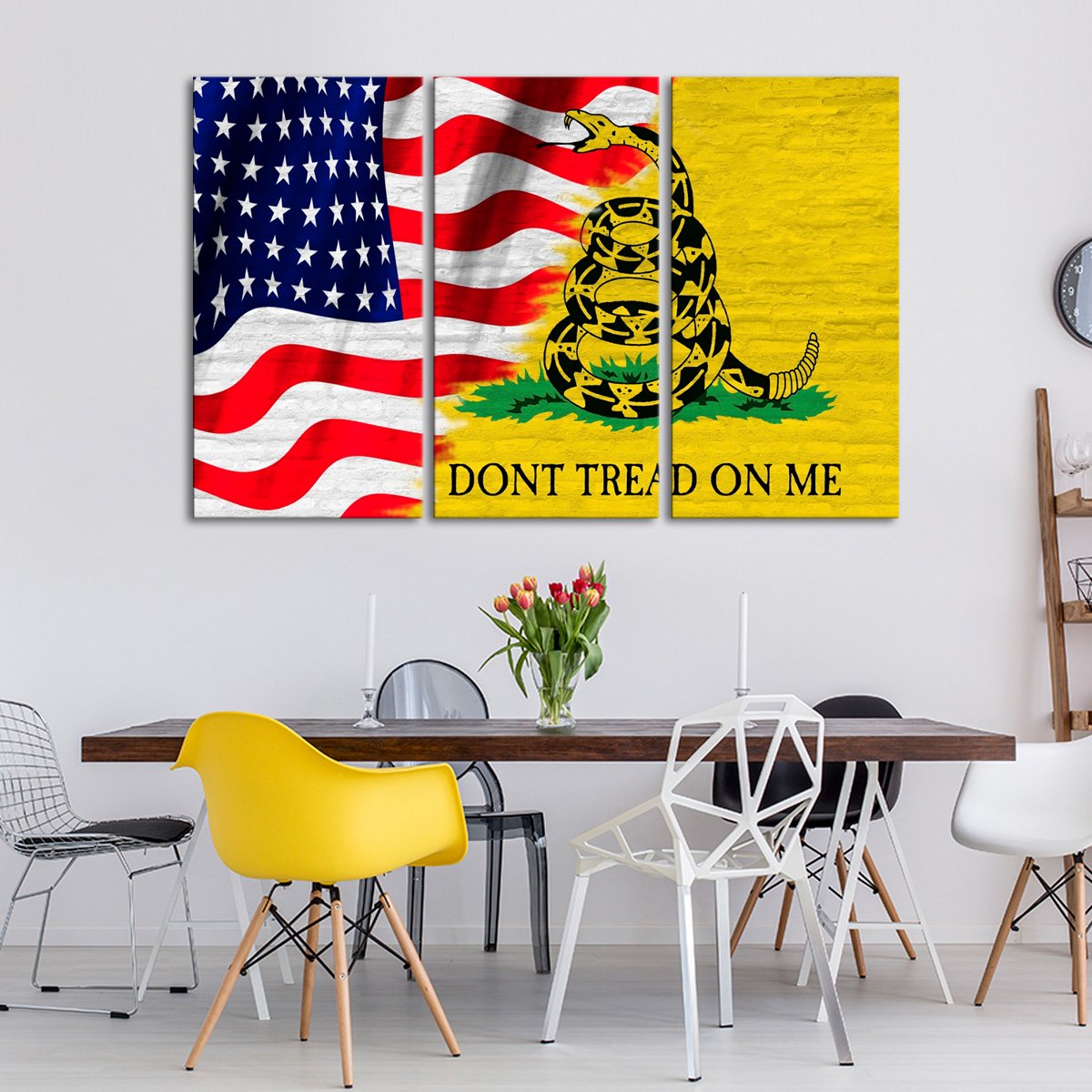 USA and Gadsden Flag Multi Panel Canvas Wall Art