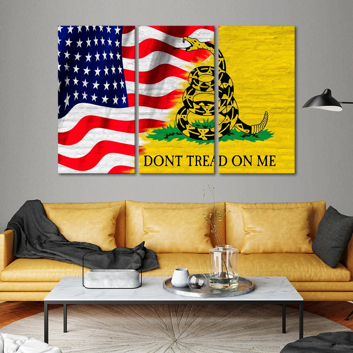 USA and Gadsden Flag Multi Panel Canvas Wall Art
