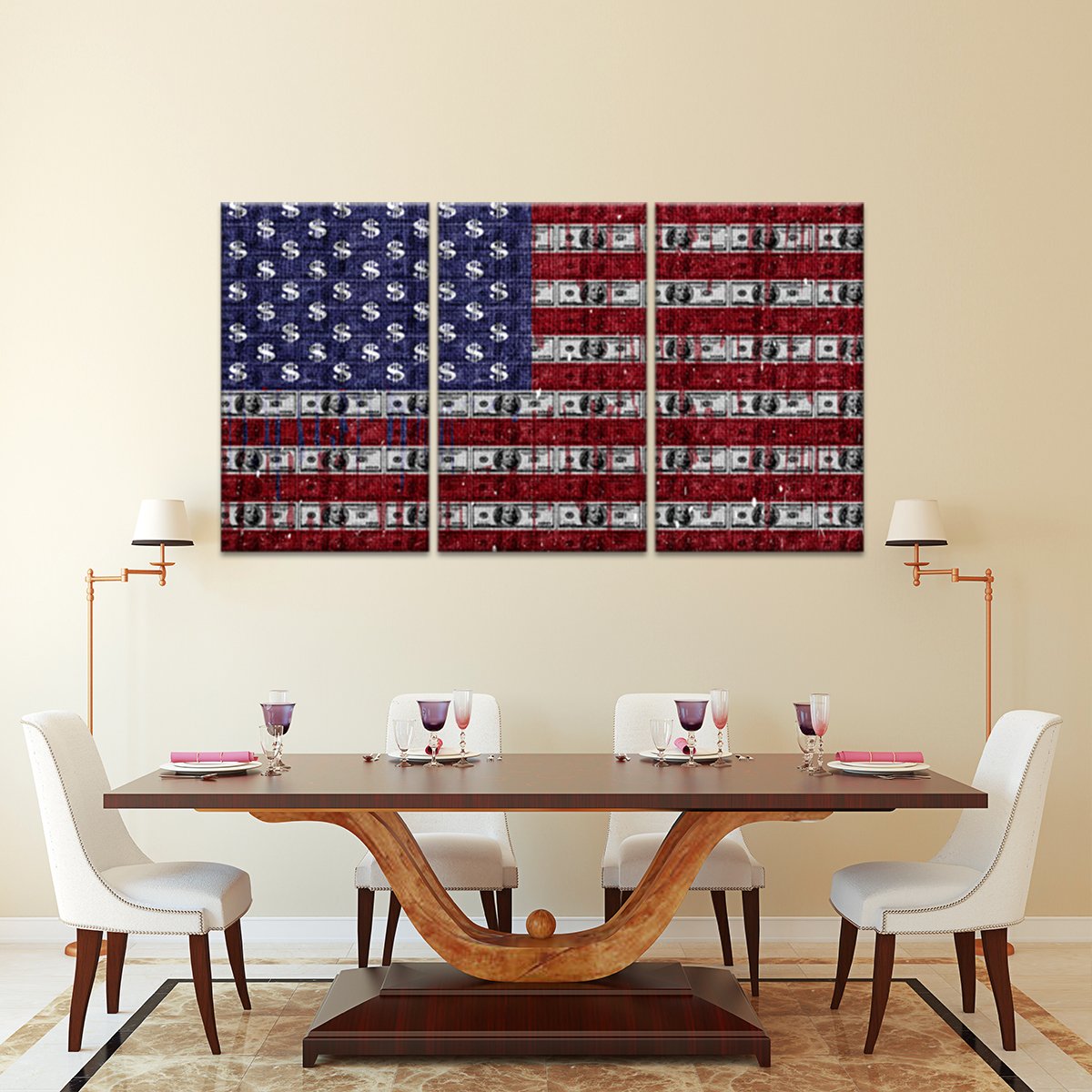 USD Flag Multi Panel Canvas Wall Art