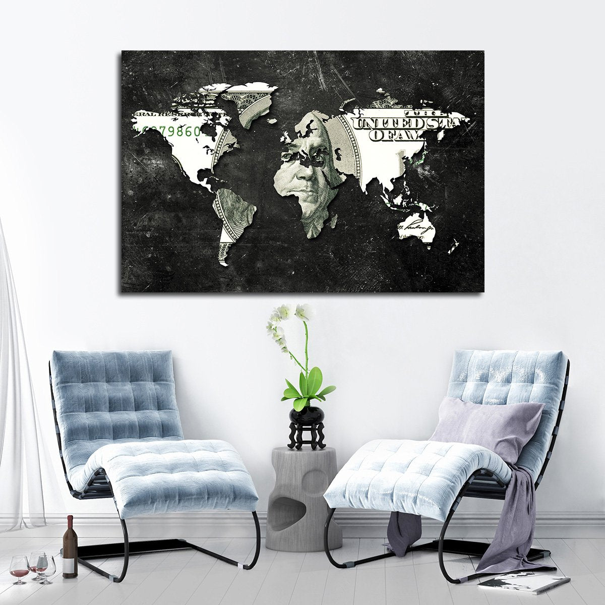 US Dollar Map Multi Panel Canvas Wall Art