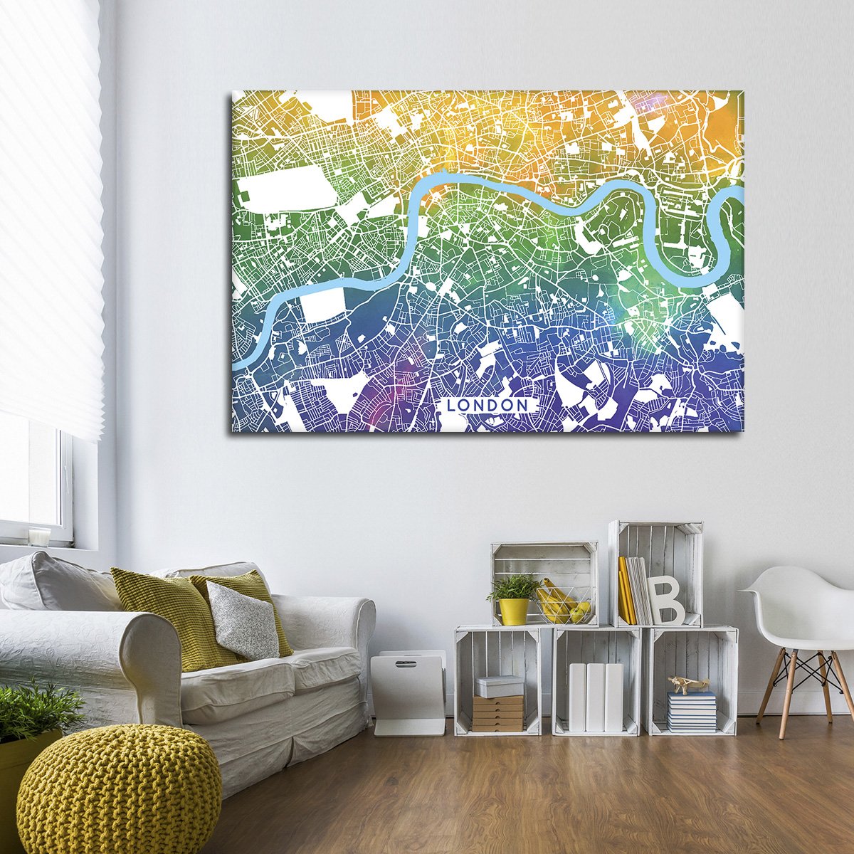 Unique London Map Multi Panel Canvas Wall Art