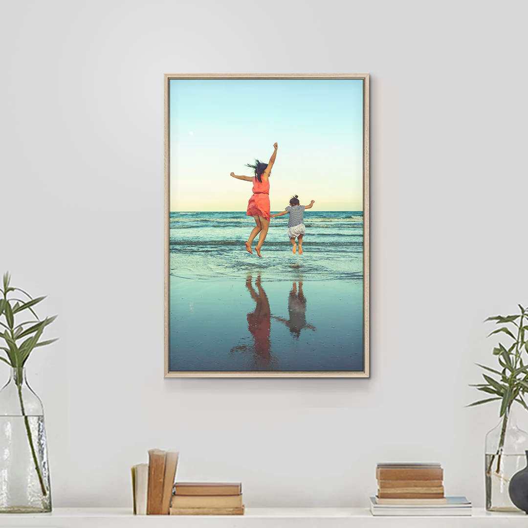 Vertical - Framed Canvas Natural Wood