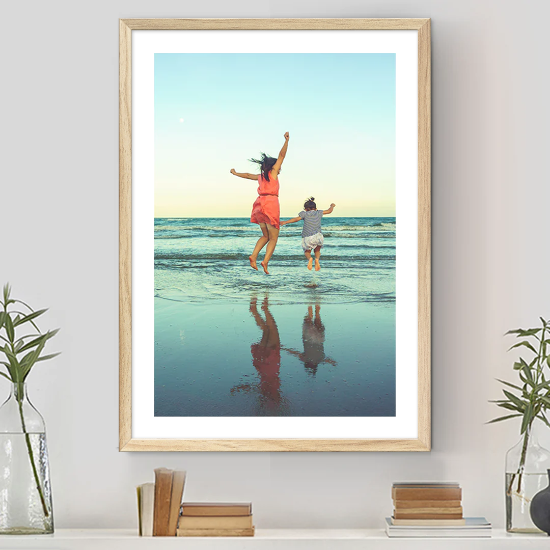 Vertical - Framed Print Natural Wood
