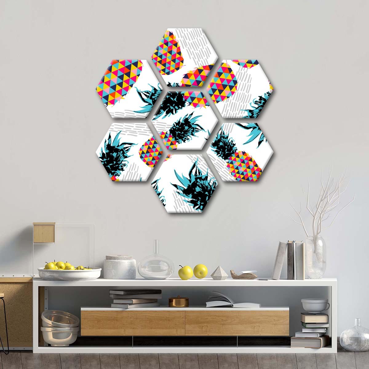Vibrant Pineapples Multi Panel Canvas Wall Art