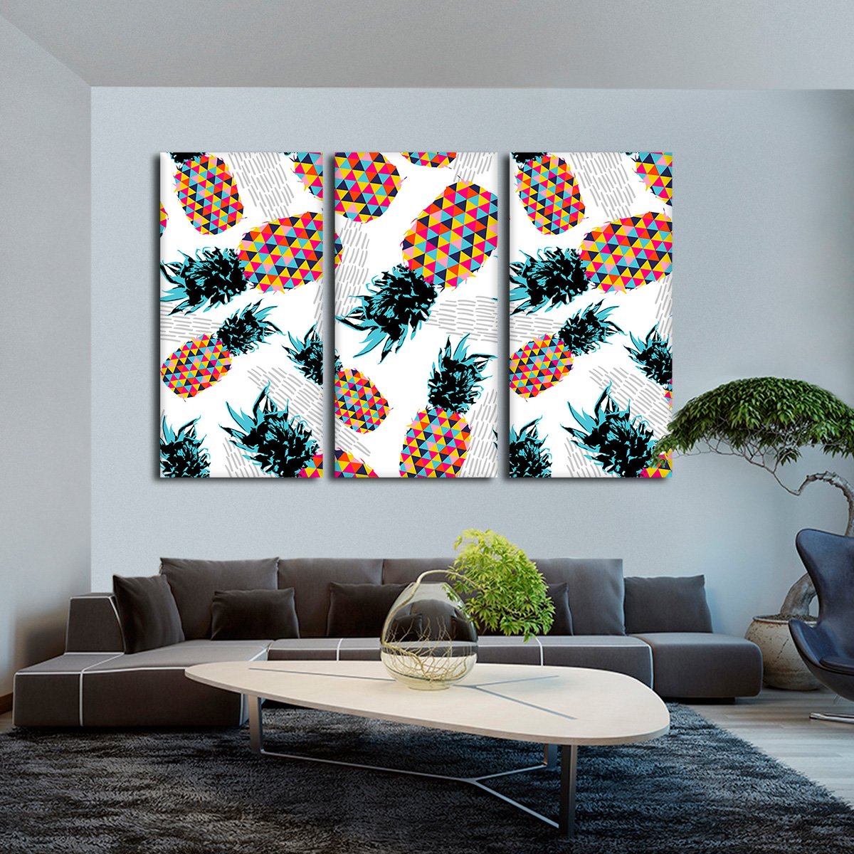 Vibrant Pineapples Multi Panel Canvas Wall Art