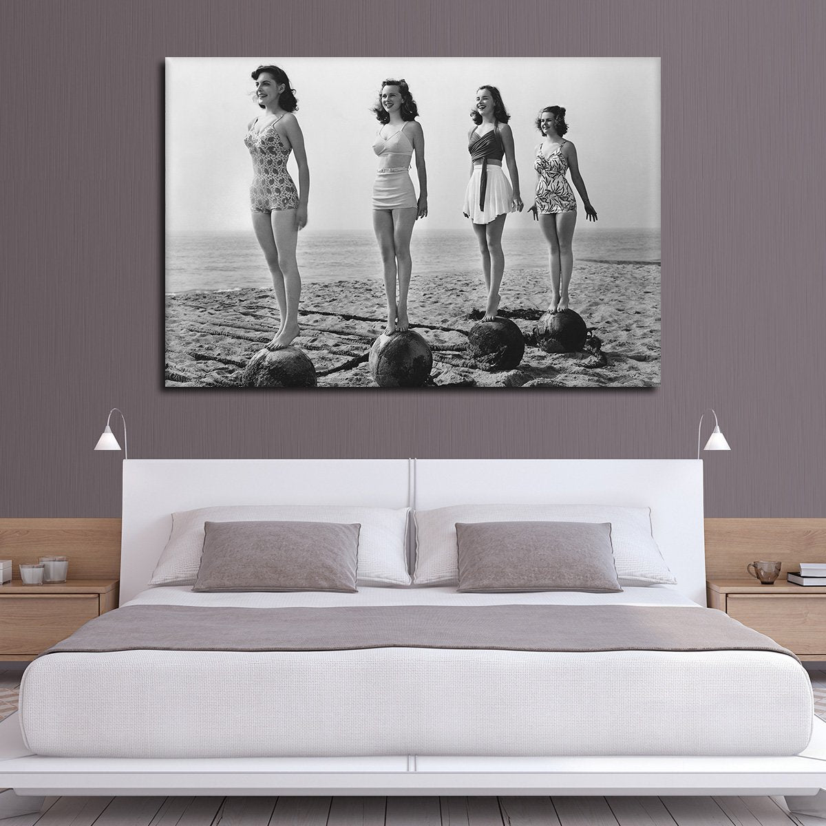 Vintage Beach Babes Multi Panel Canvas Wall Art