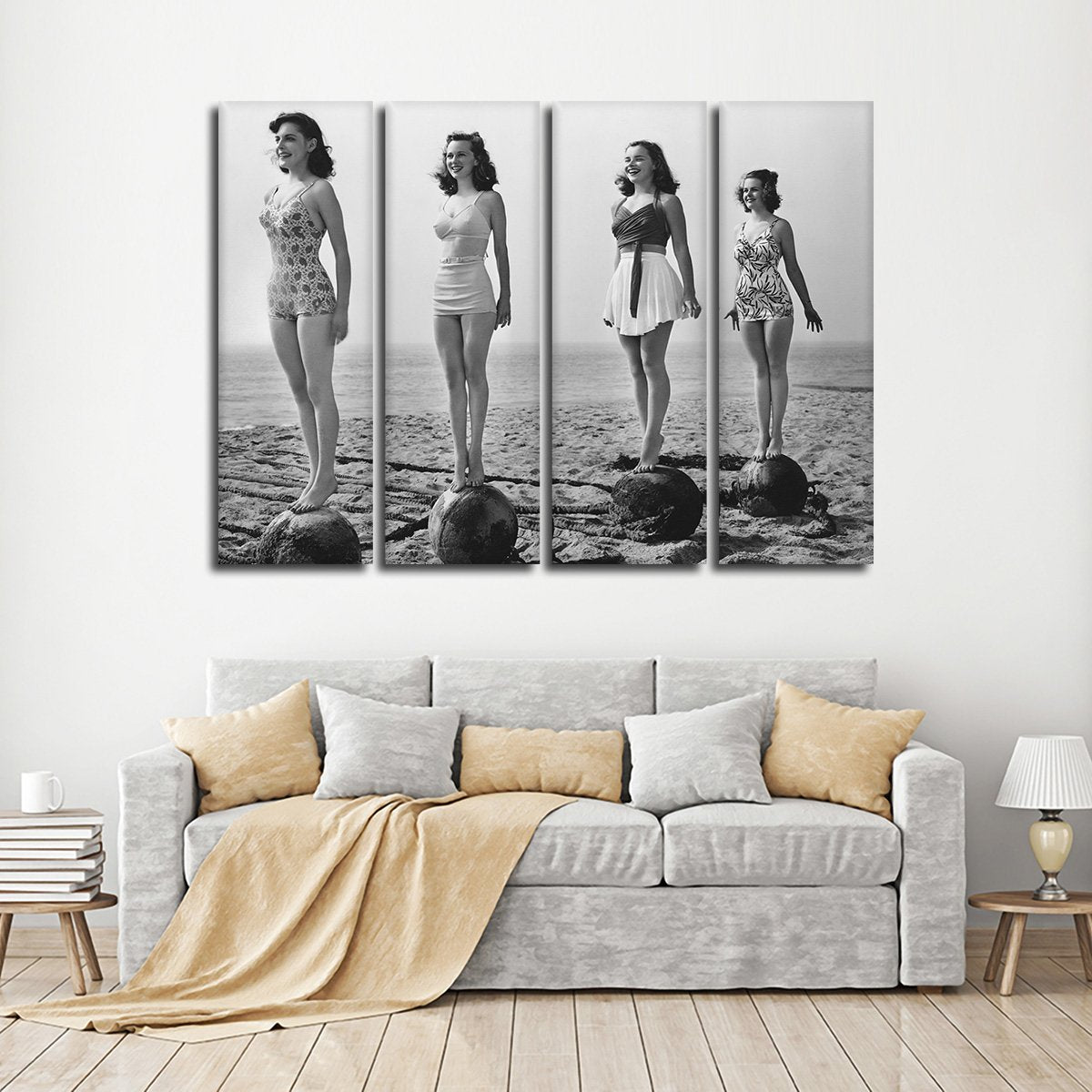 Vintage Beach Babes Multi Panel Canvas Wall Art