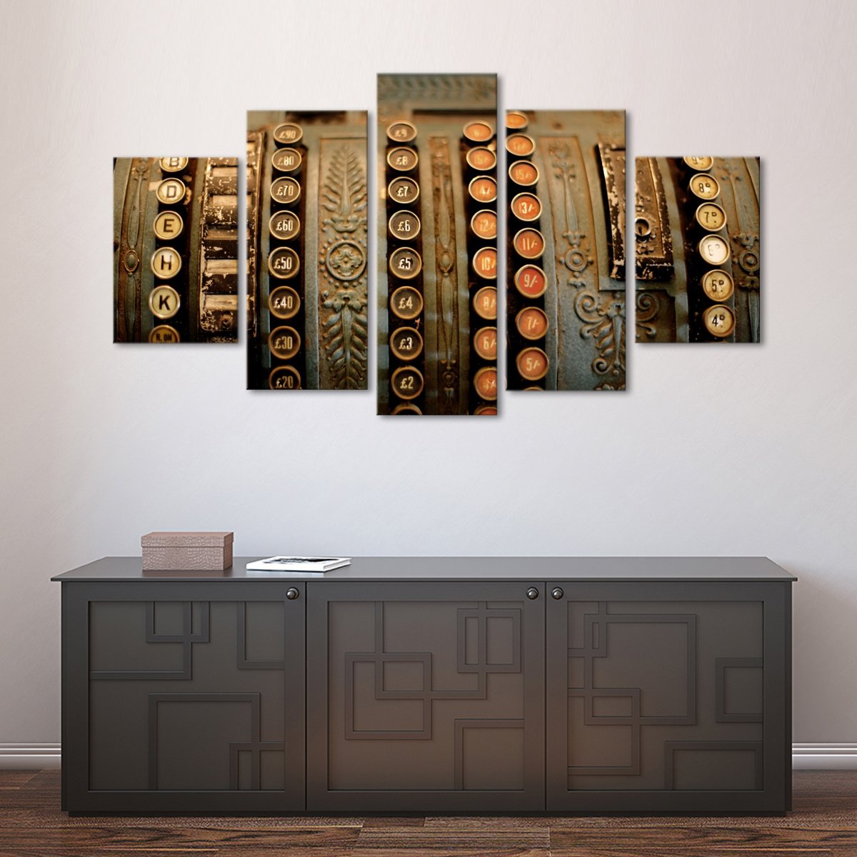 Vintage Cash Register Multi Panel Canvas Wall Art