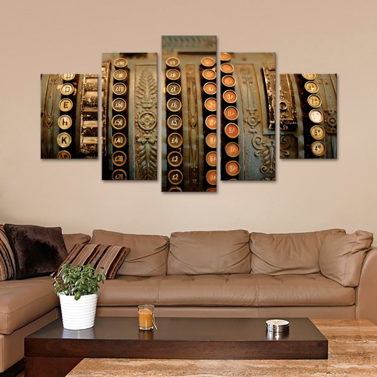 Vintage Cash Register Multi Panel Canvas Wall Art
