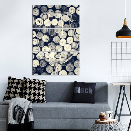 Vintage Corks BW Multi Panel Canvas Wall Art