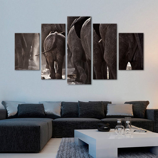 Vintage Elephants Multi Panel Canvas Wall Art