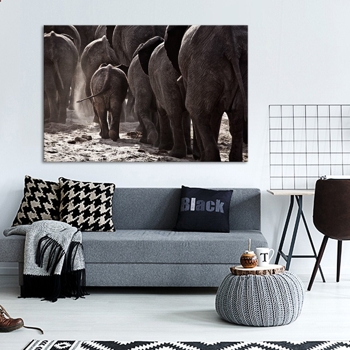 Vintage Elephants Multi Panel Canvas Wall Art