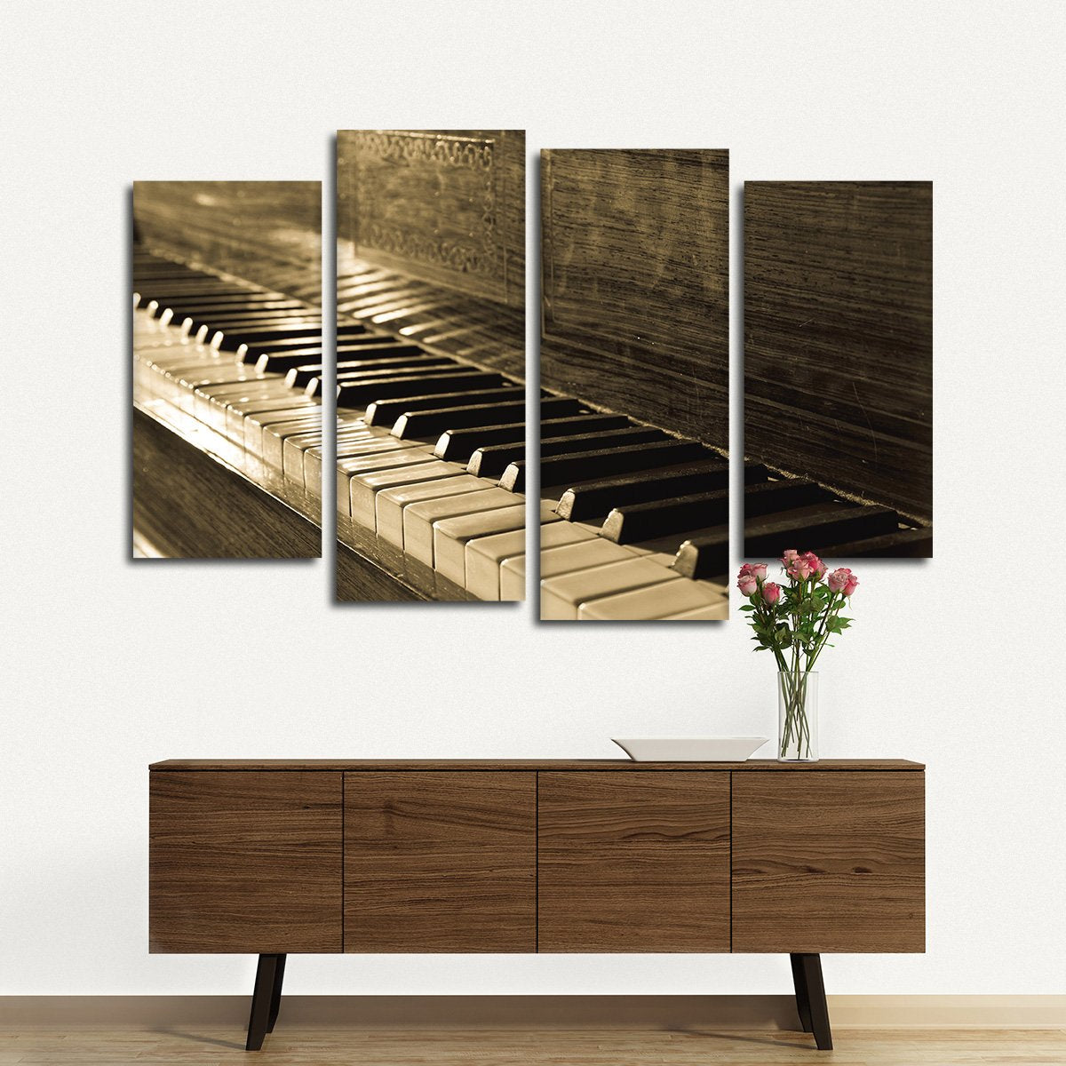 Vintage Piano Multi Panel Canvas Wall Art