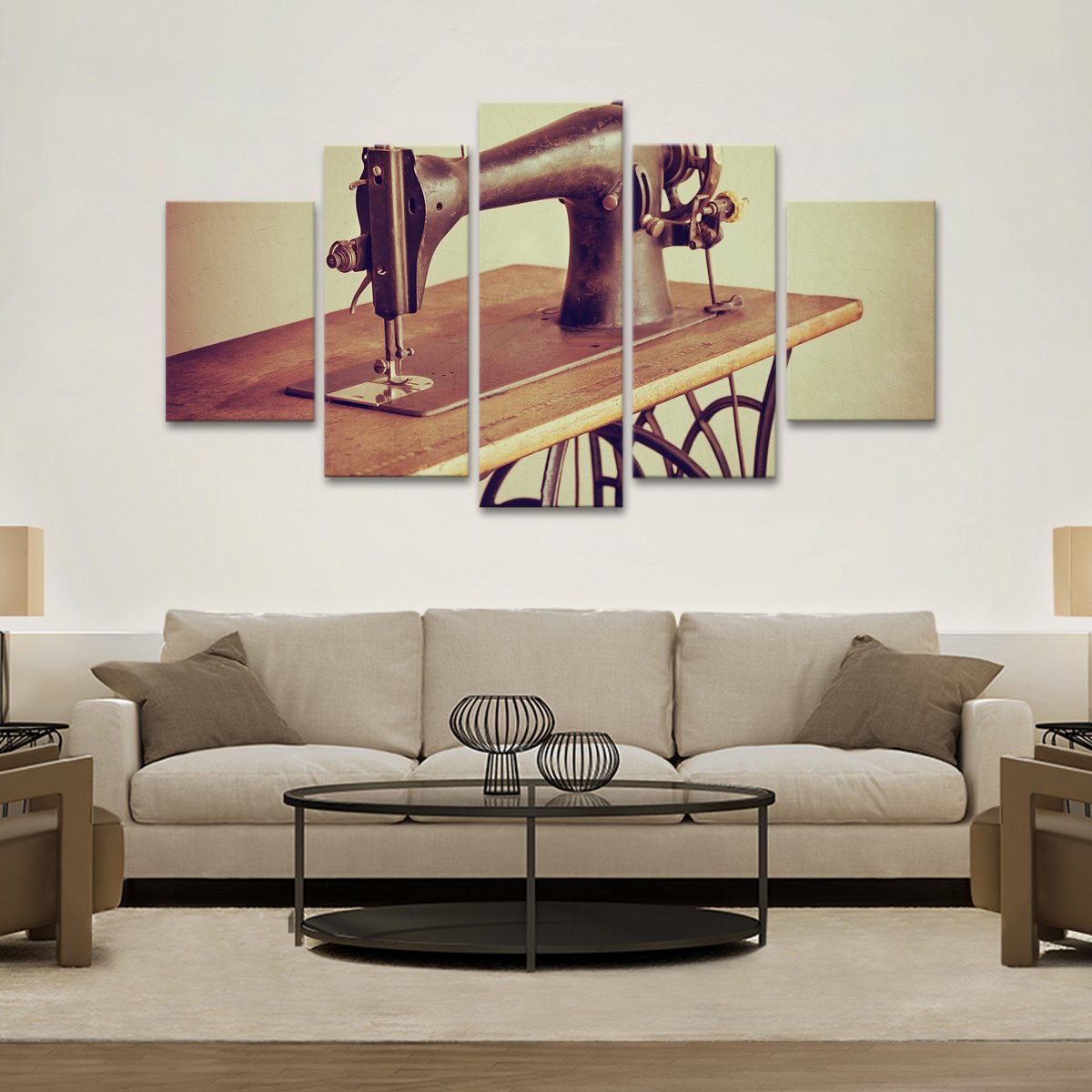 Vintage Sewing Machine Multi Panel Canvas Wall Art