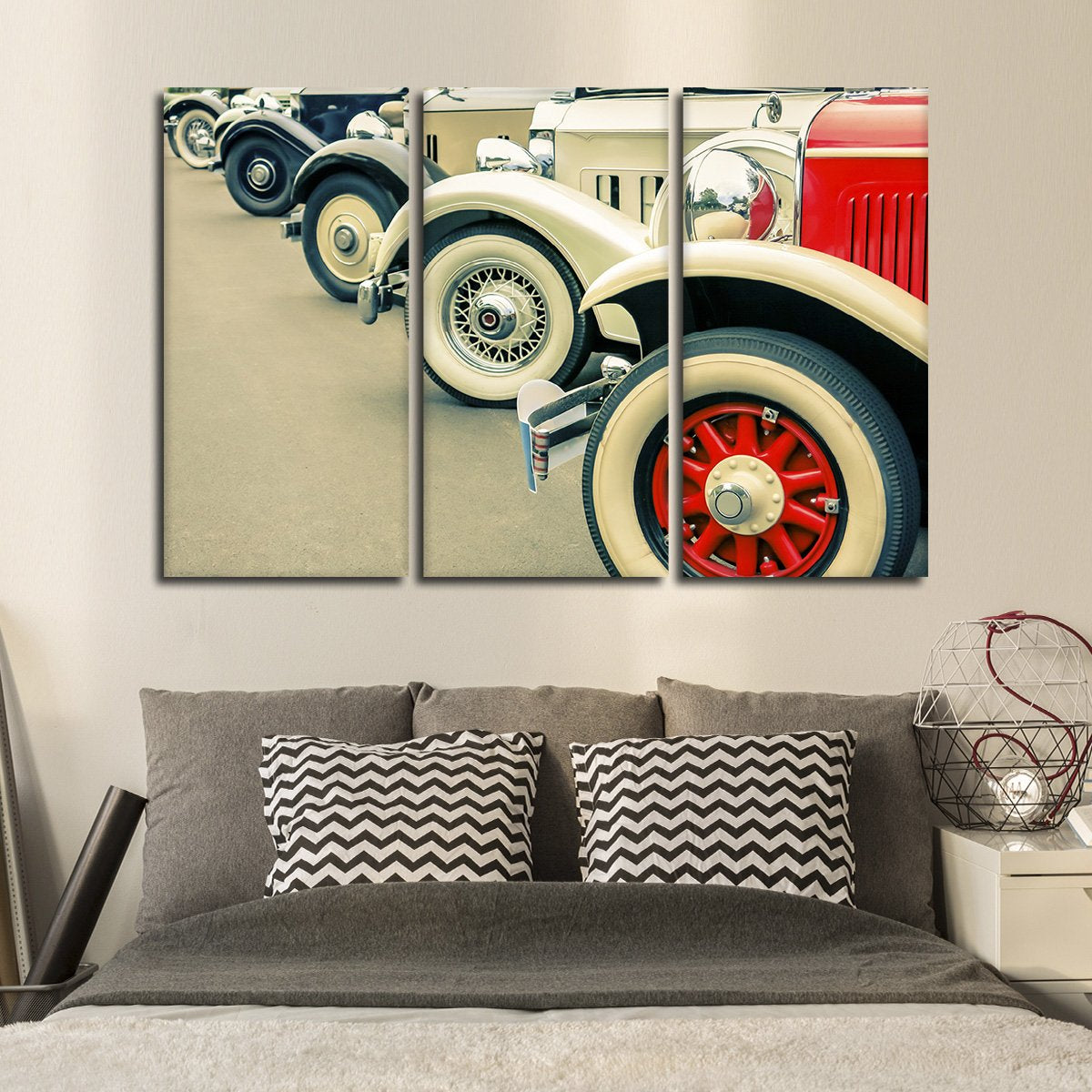 Vintage Car Wheels Multi Panel Canvas Wall Art