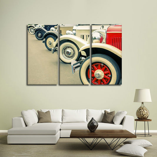 Vintage Car Wheels Multi Panel Canvas Wall Art