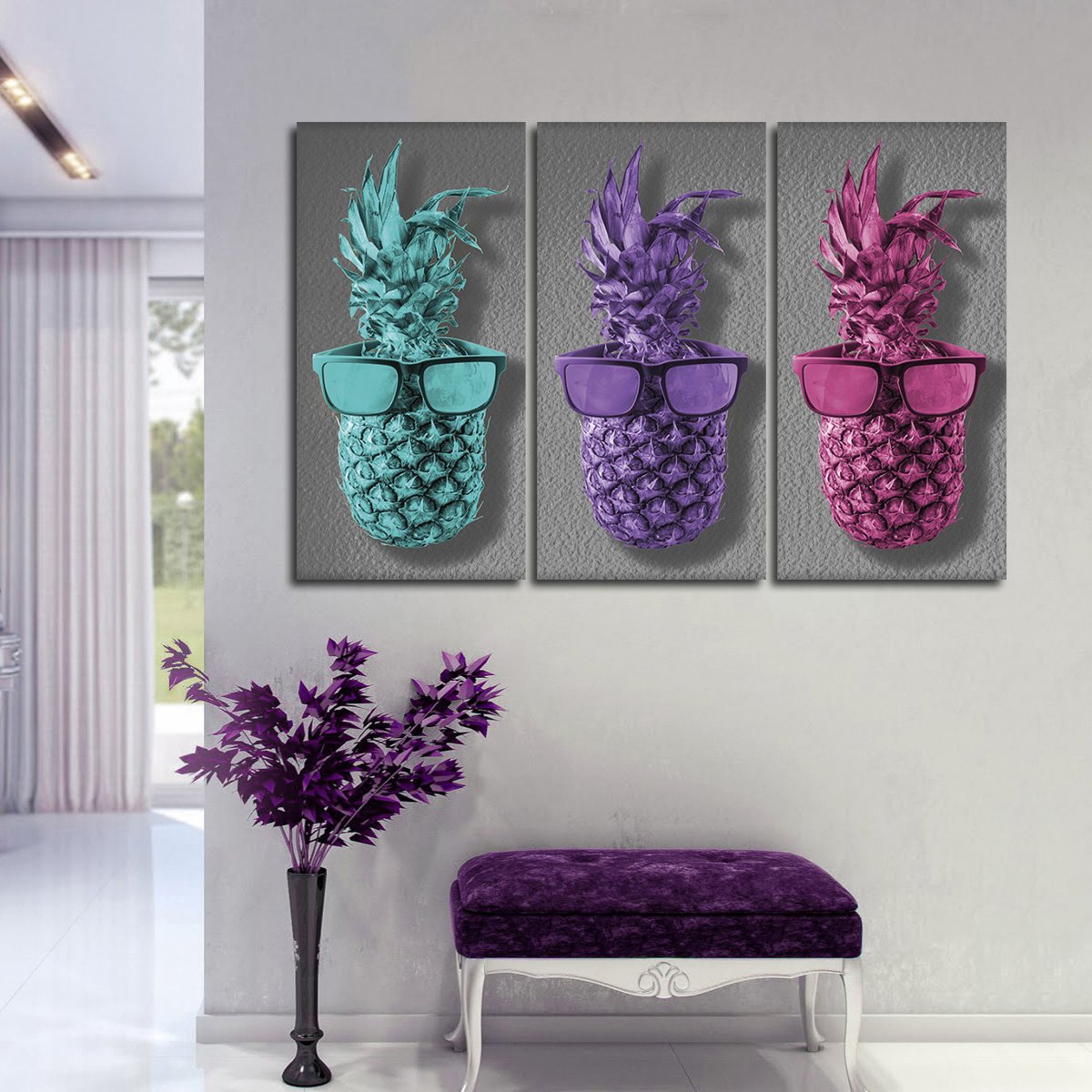 Vivacious Pineapples Multi Panel Canvas Wall Art