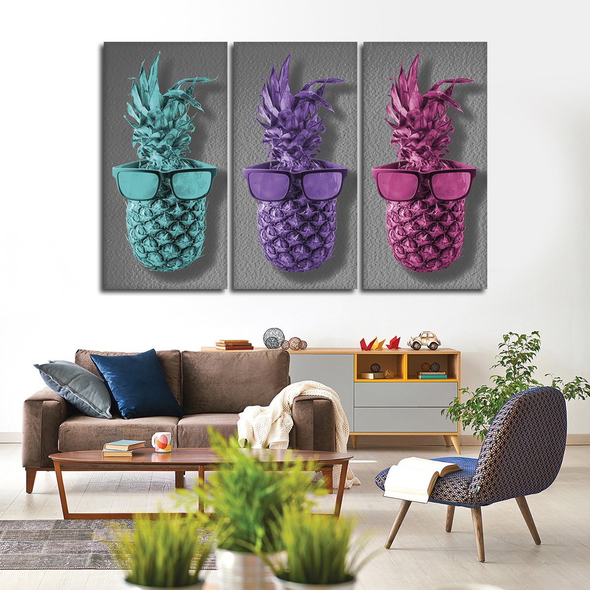 Vivacious Pineapples Multi Panel Canvas Wall Art