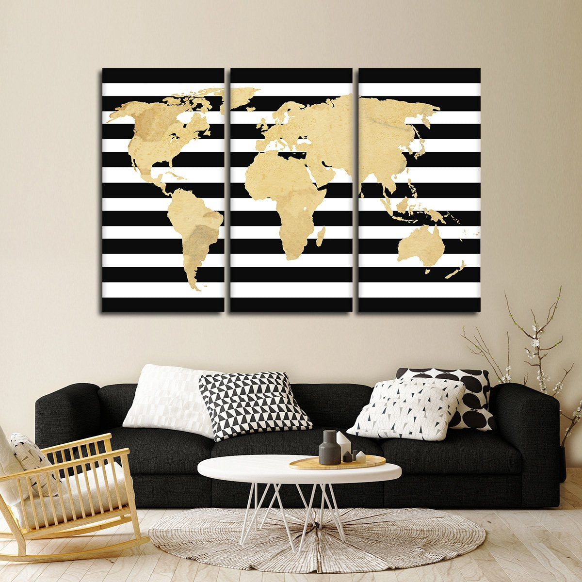 Wanderlust World Map Multi Panel Canvas Wall Art