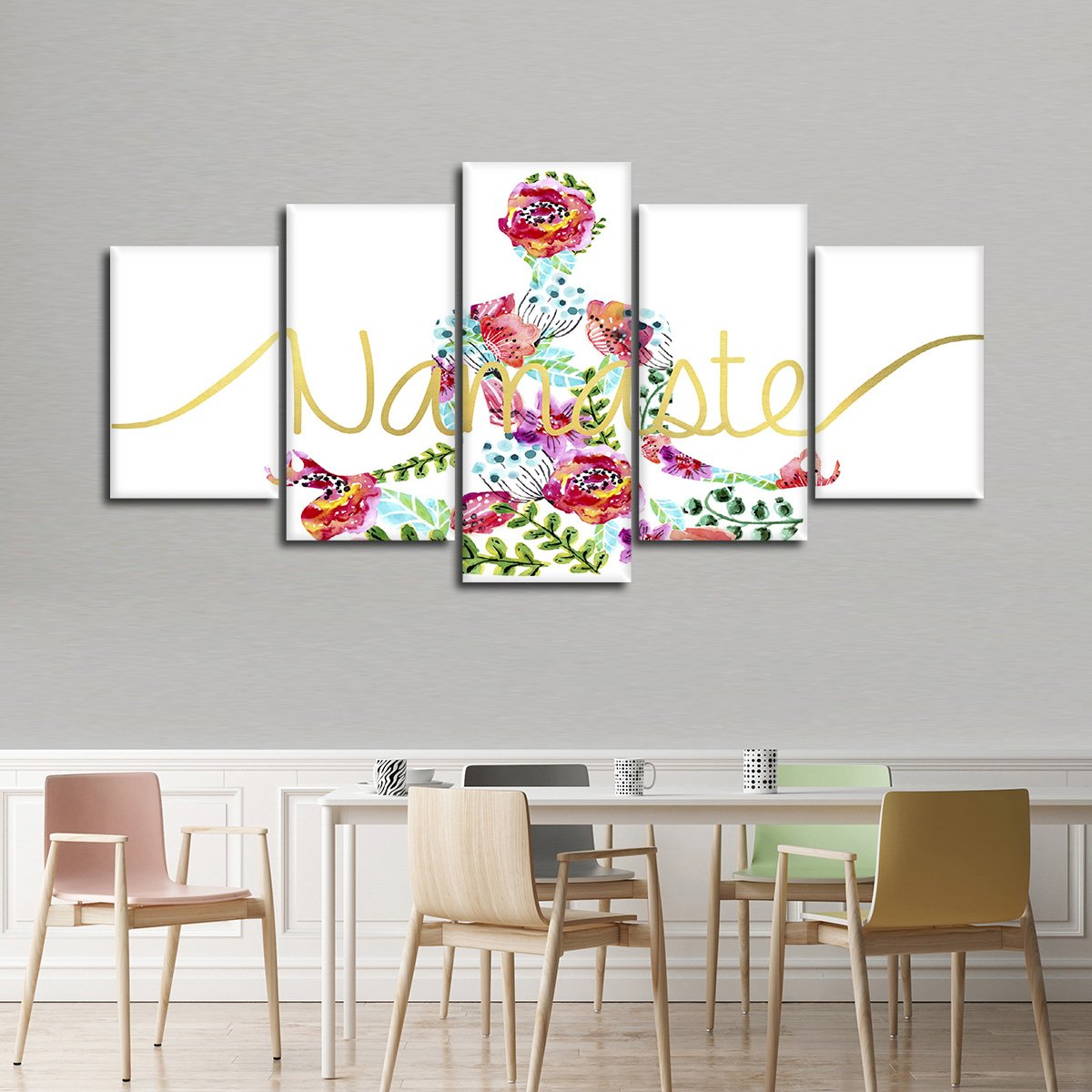 Watercolor Namaste Multi Panel Canvas Wall Art