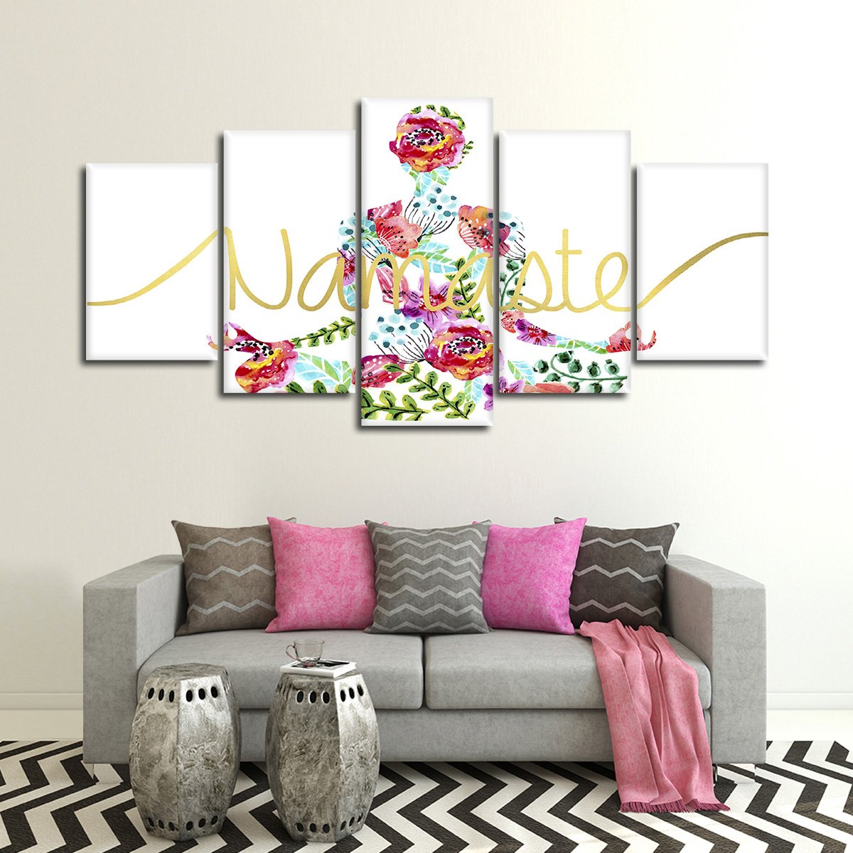 Watercolor Namaste Multi Panel Canvas Wall Art