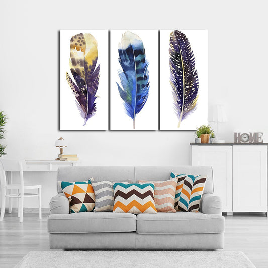 Watercolor Feather Multi Panel Canvas Wall Art