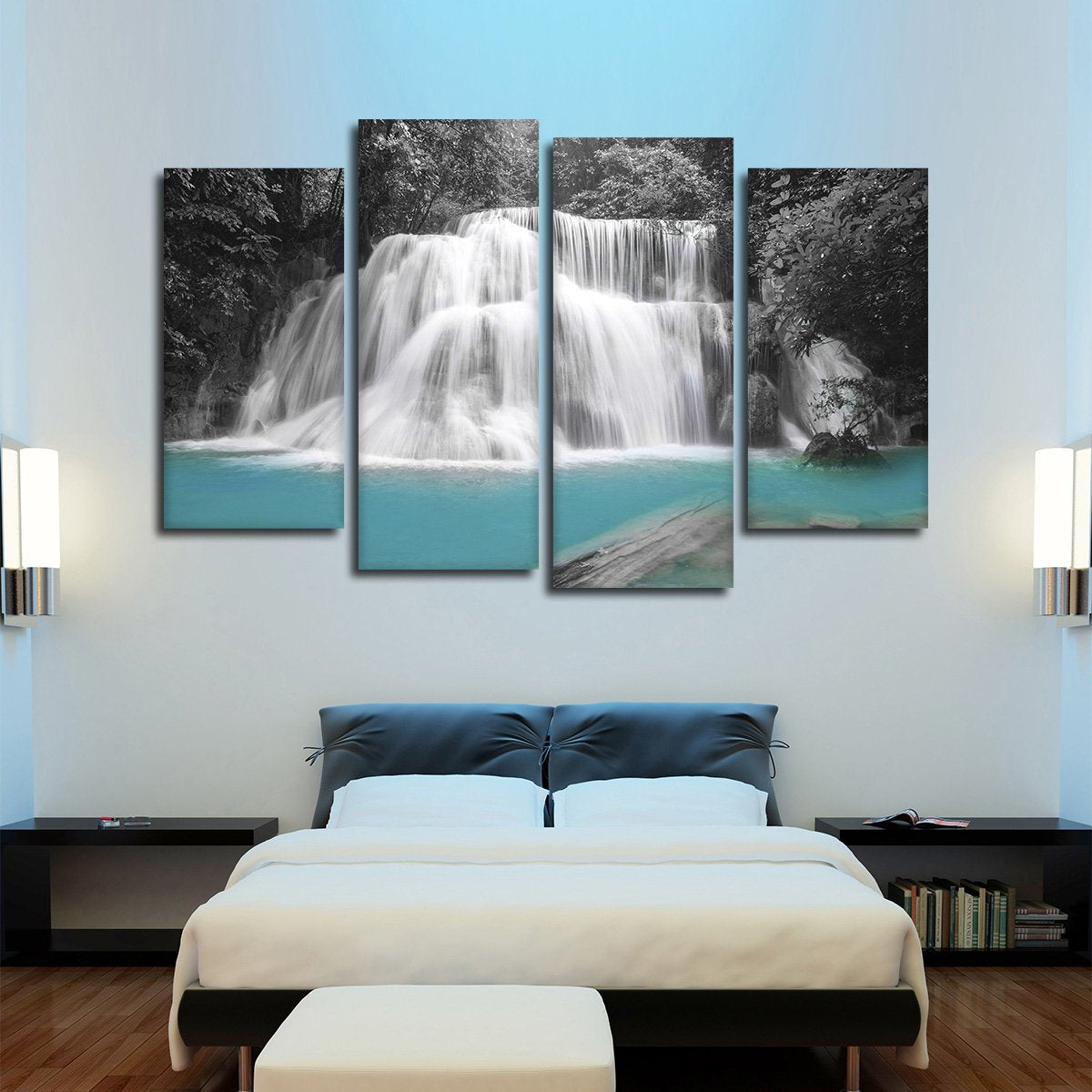 Waterfall In Thailand Pop Multi Panel Canvas Wall Art