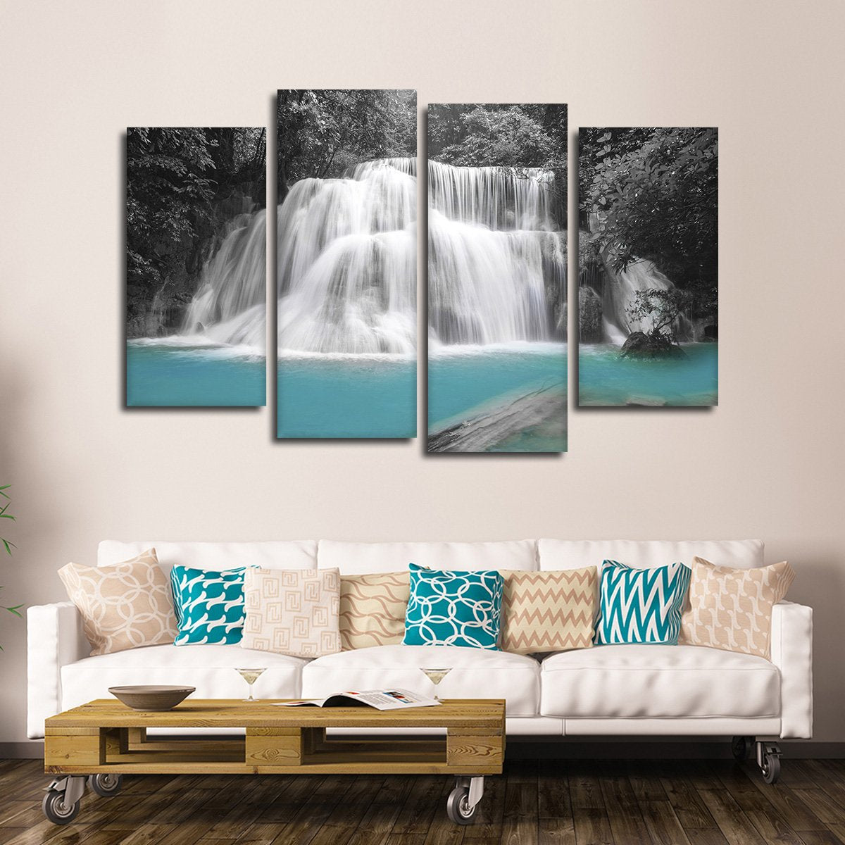 Waterfall In Thailand Pop Multi Panel Canvas Wall Art