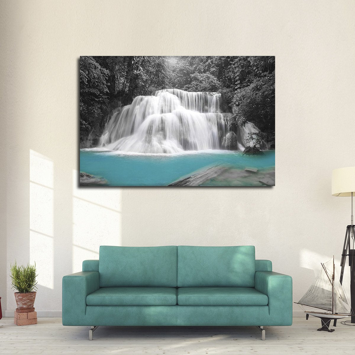 Waterfall In Thailand Pop Multi Panel Canvas Wall Art