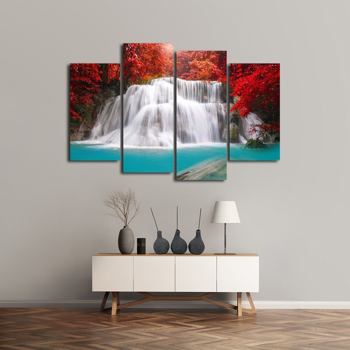 Waterfall in Thailand Multi Panel Canvas Wall Art